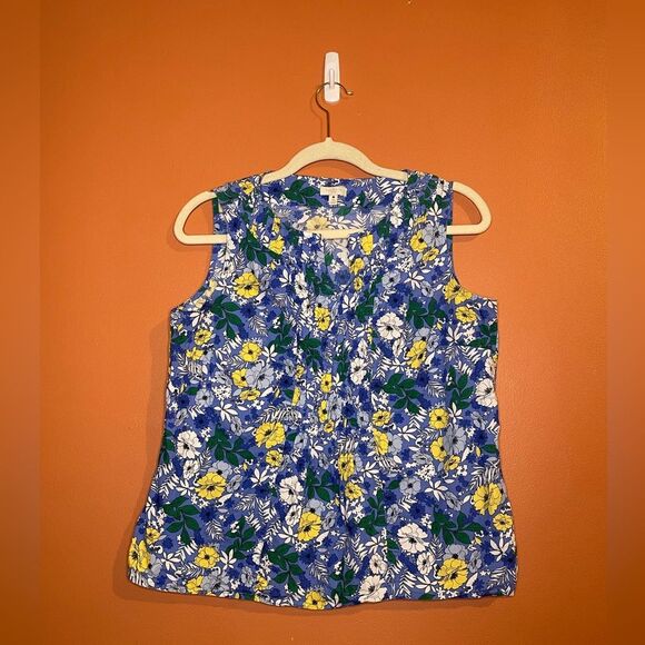 Talbots Cutaway V-Neck Floral Sleeveless Blouse Womens Size M P - Picture 1 of 4